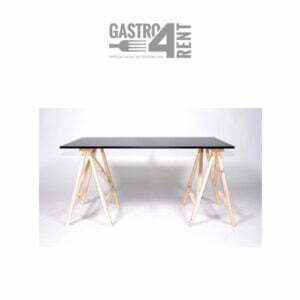 Stół na koziołkach  drewnianych  150cm x 75cm  biały/czarny/drewno