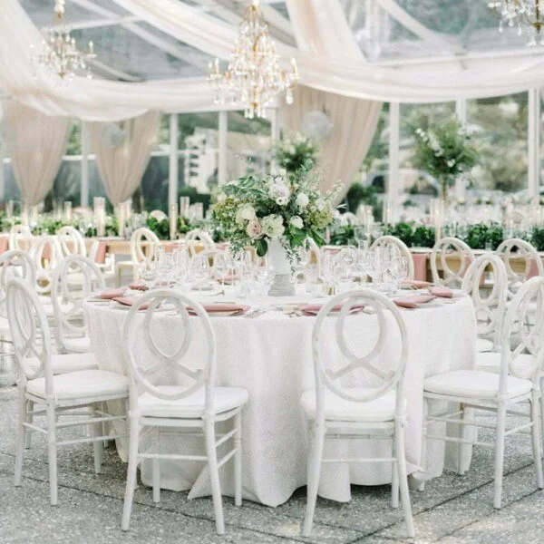 Krzesło weselne Phoenix Białe +poduszka glamour