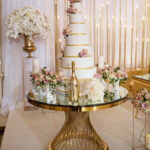 Stół na tort wózek na tort GLAMOUR złoty